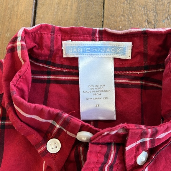 Janie and jack red plaid button down shirt - Picture 3 of 4